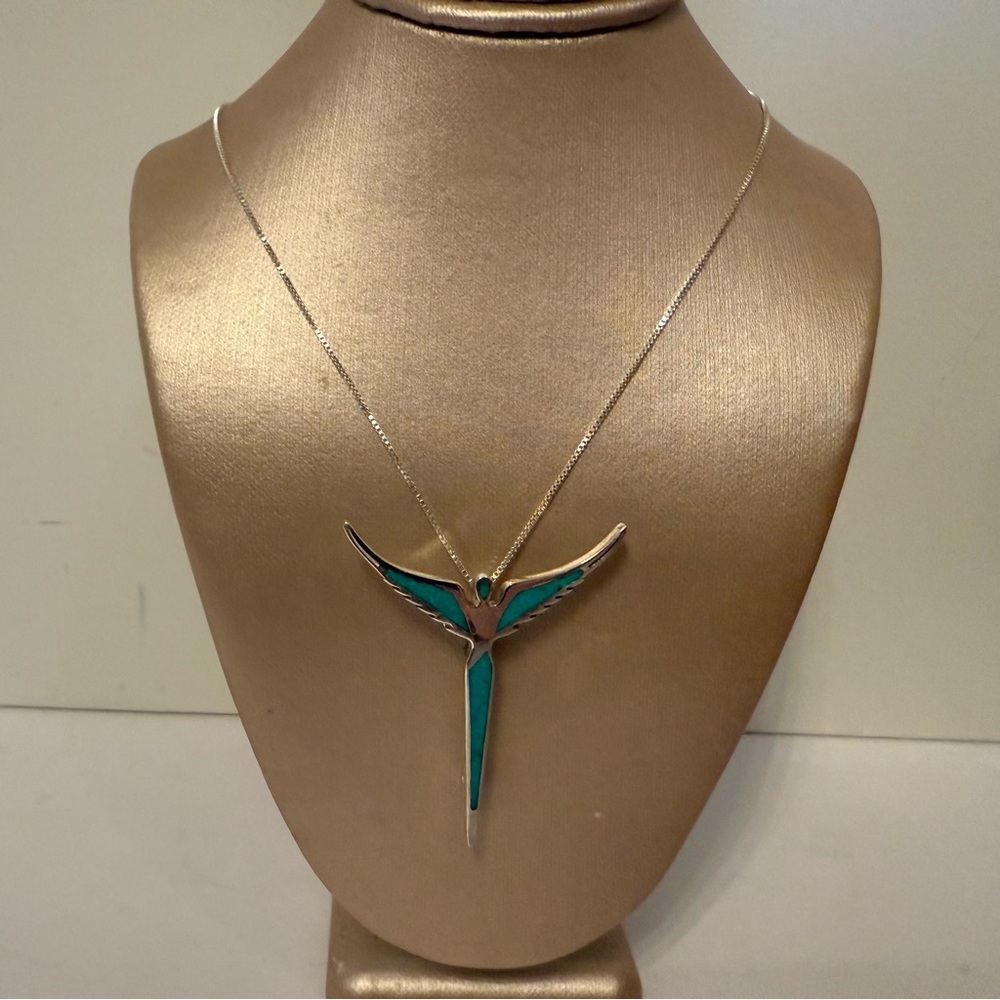 STEVEN LAVAGGI NEW NECKLACE STERLING SILVER BLUE HOPE ANGEL CROSS PENDANT NIB